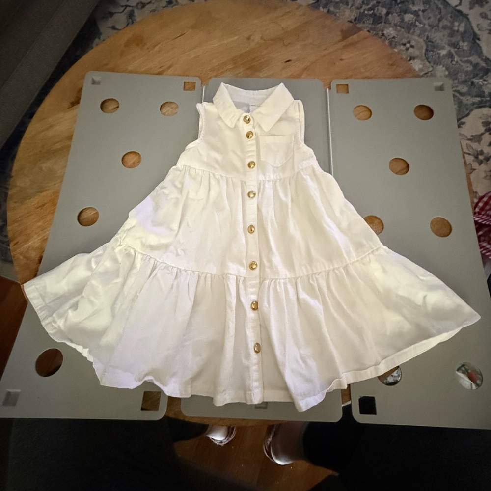 Rachel Zoe Cream Button-Down Kids Dress